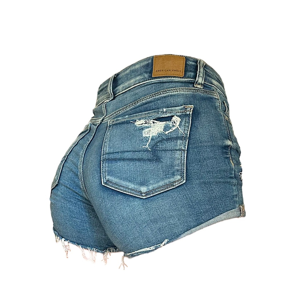 American Eagle Ne(x)t Level Stretch High-Rise Shortie Distressed Denim Shorts